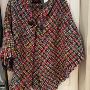 Marc New York Vibrant Plaid Women's Cape NWT
